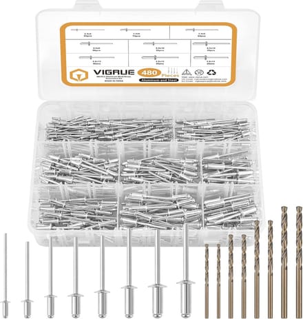 480-delige set blindklinknagels en HSS boren - assortiment voor dunne materialen