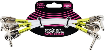 Ernie Ball 6052 Patchkabel Plat Haaks Wit 15cm 3-Pack