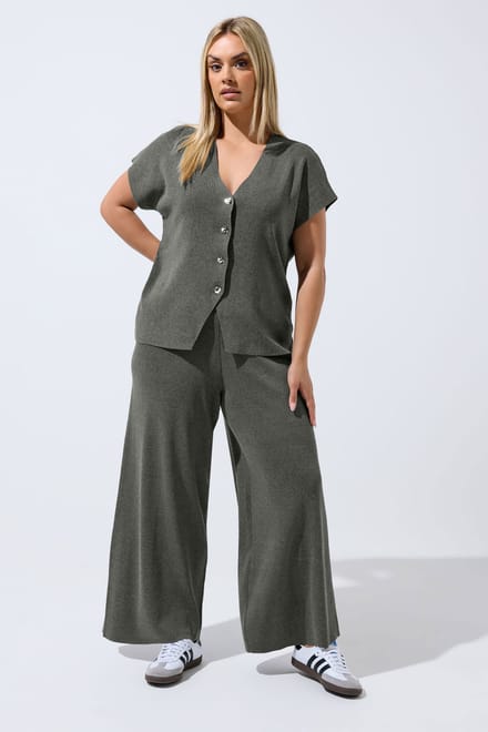 Limited Collection Grijze Gebreide Top Met Korte Mouwen Size 46