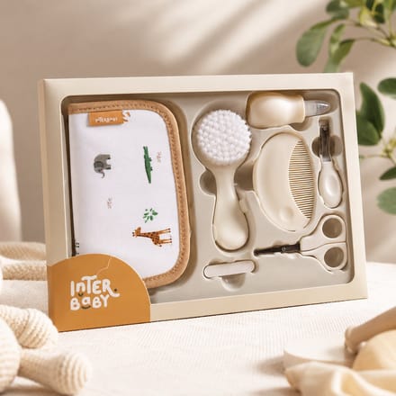 complete Baby Verzorgingsset in Etui – Borstel, Kam & Nagelverzorging