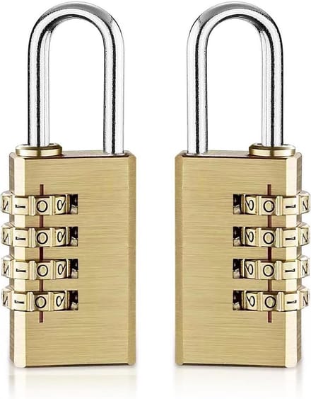 Cijferslot 2 stuks - Combinatieslot Messing - Koffers Beveiligen - 4-Cijferige Code - 61 x 21 cm - Geel