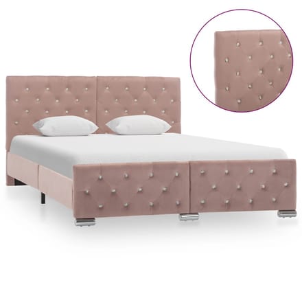vidaXL - Bedframe - fluweel - roze - 140x200 - cm