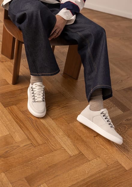 Manfield - Heren - Off white nubuck sneakers - Maat 47