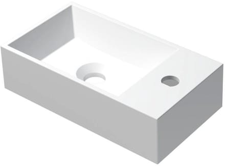 INK - Fontein Polystone Vierkant met Kraangat Rechts - 400x220x100 mm - Mat Wit