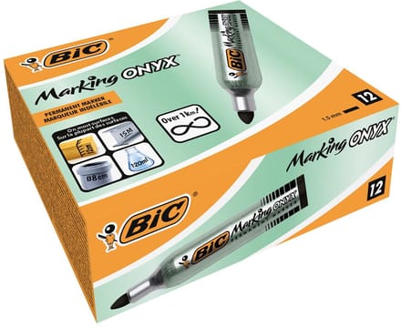 BIC Marking ONYX 1482 permanente marker Kogelpunt Zwart 12 stuk(s)