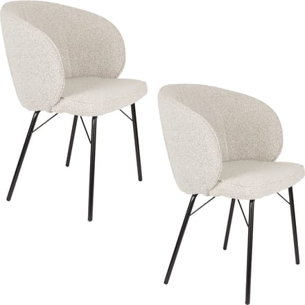 Housecraft Living Joa Eetkamerstoelen Armleuning Bouclé Beige - Set van 2