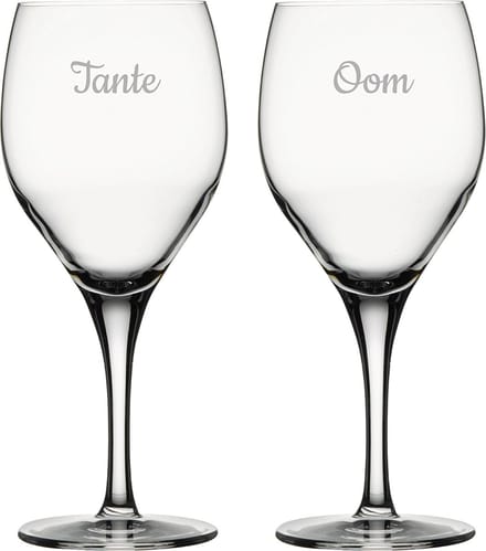 Gegraveerde Rode wijnglas 42,5cl Tante & Oom