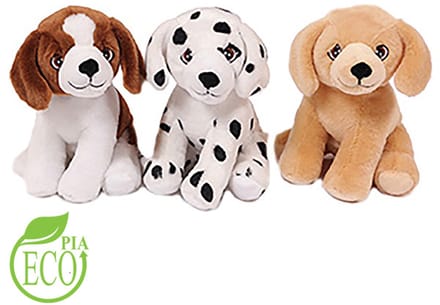 PIA Soft Toys - Set van 3 Pluche Honden Knuffels - 3 ass. - ECO - 16 cm