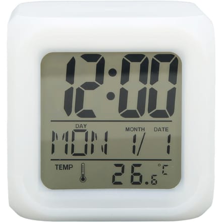 Horloge numérique LED pour enfants, 7 couleurs, affichage de la température nocturne, portable, facile à utiliser gray