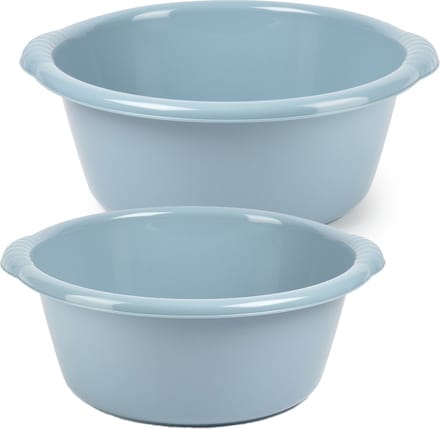 Afwasbak teil - set van 2 formaten - 15 en 20 liter - licht blauw - kunststof