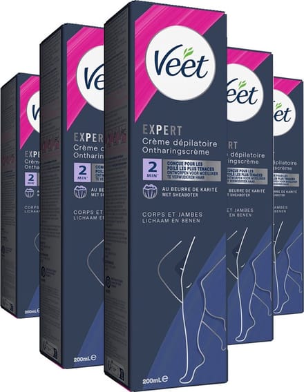 Veet - Expert - Ontharingscreme Benen 200ml - 5 Stuks - Voordeelverpakking