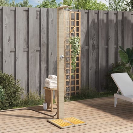 vidaXL - Buitendouche - 50x55x224 - cm - poly - rattan - en - acaciahout - beige
