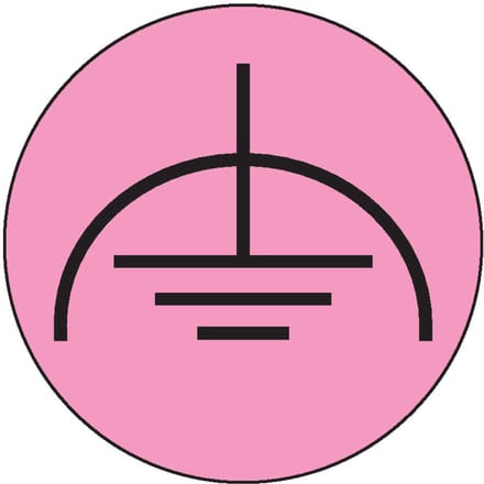 Laagspanning aarde sticker, vel, roze zwart 25 mm - 10 per vel