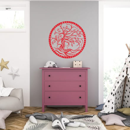 Muursticker - Tree Of Life - 58 x 58 - Rood