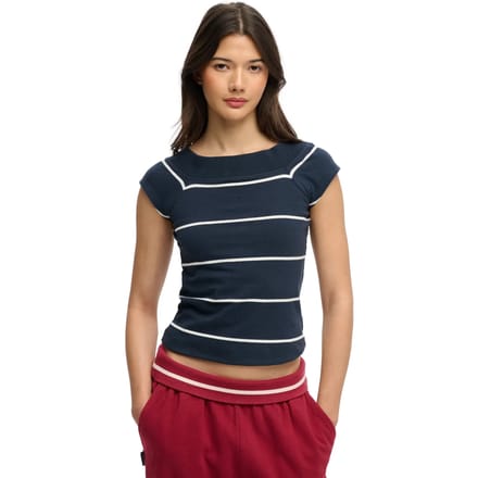Dames-T-shirt off-the-shoulder Superdry Athletic