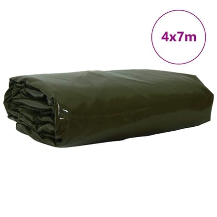vidaXL - Zeil - 650g - / - m² - Olijfgroen - 4 - x - 7 - m - Canvas - met - PVC-coating