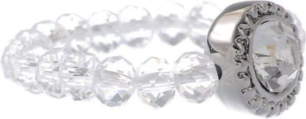 Behave - Ring met kraaltjes en glassteen - elegante look
