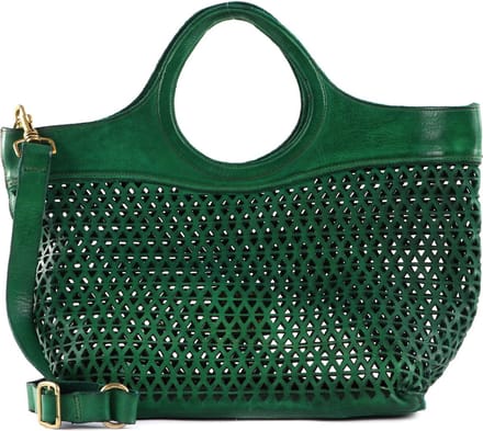 CAMPOMAGGI Leren Shopper Schoudertas Shopping Bag Prato Groene
