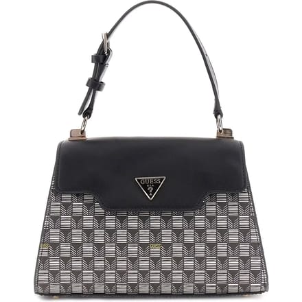 GUESS Handtas Schoudertas G Wave Top Handle Flap Black Logo Zwart