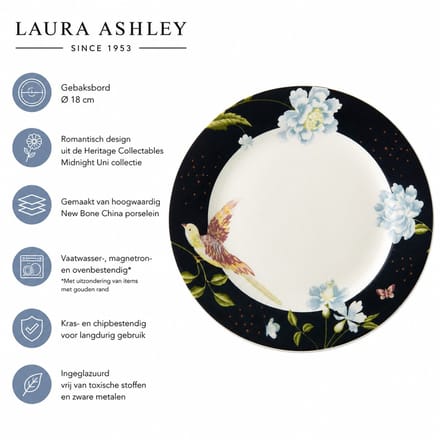 Laura Ashley Heritage Collectables Borden - Plat - Ø 18cm - Midnight Uni