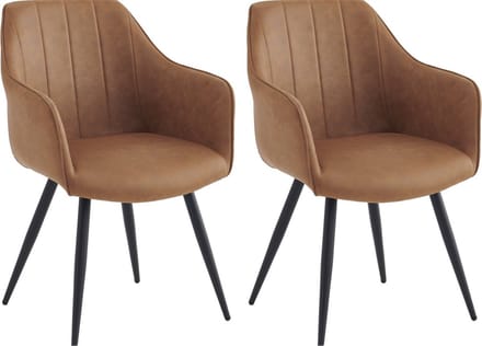 Colenis® - Verto Eetkamerstoel - Set Van 2 - Cognac - Microfiber Stof - Microvezel - Industrieel