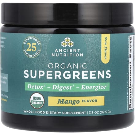 Ancient Nutrition, Organic Supergreens, Mango, 3.3 oz (92.5 g)