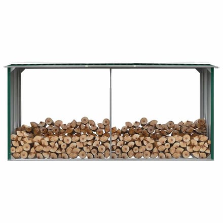 vidaXL - Haardhoutschuur - 330x92x153 - cm - gegalvaniseerd - staal - groen