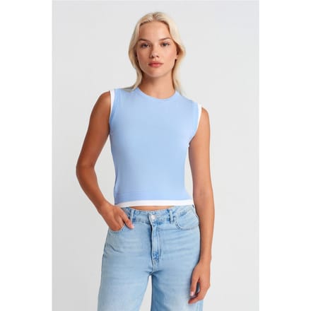 Mouwloze Geribbelde Brei Top