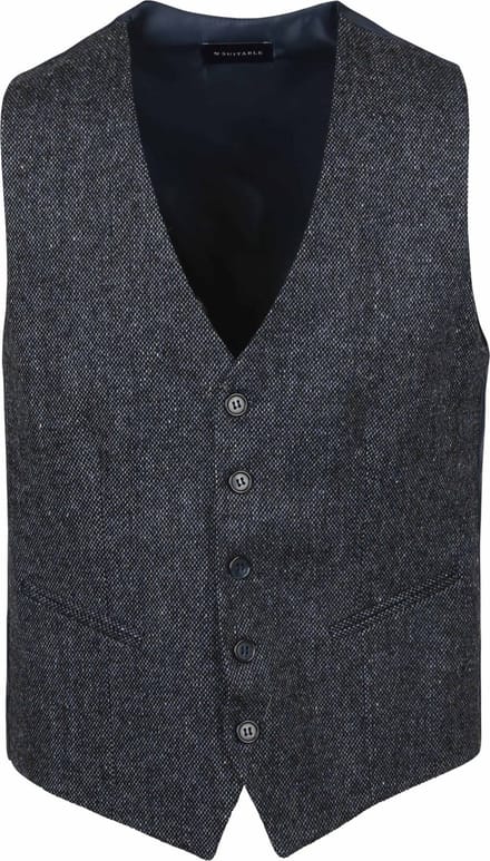 Suitable Gilet Birds Eye Donkerblauw (navy) - Maat 54 - Heren