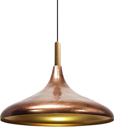 Bamyum Hanglamp Diameter 35 cm E27 Metaal Hout Koperkleur Moderne Lamp