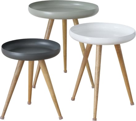 Driepoot Bijzettafel Rond set van 3