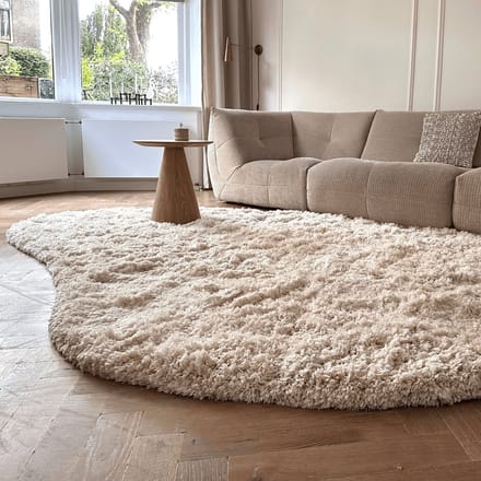 Organisch Hoogpolig Vloerkleed Pilo Ivoor Wit Polyester Interieur05 - 200 x 290 cm - (L)