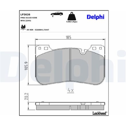 Remblokset DELPHI LP3626, voor