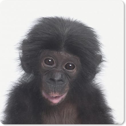 Muismat 20x20 cm - Mousepad Chimpansee - Dieren - Roze - Muismatten