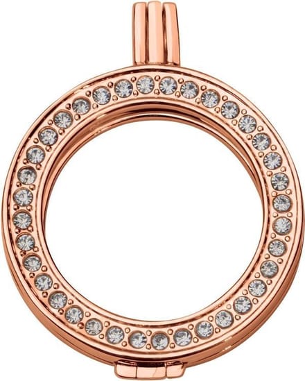 Quiges - Munthouder 33mm met Zirkonia Roségoudkleurig - ERH004