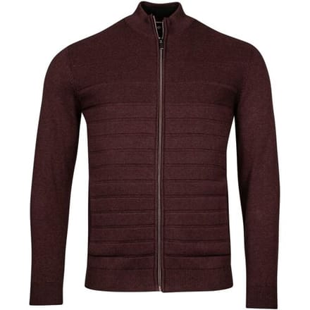 Baileys Vest Cardigan Zip Front Uni Color Multi Structure Knit Aubergine / male