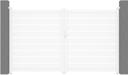 Vente-unique Aluminium openslaande poort opengewerkt L 305 x H 180 cm wit- PRIMO