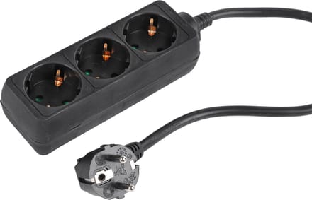 Q-Link stekkerdoos - 3-voudig - randaarde - 3 x 1.5 mmÂ² - 3 m - zwart