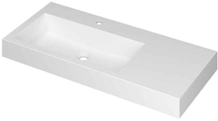 INK Momento Wastafel Polystone Wasbak Links met 1 Kraangat - 1000x450x90 mm - Mat Wit