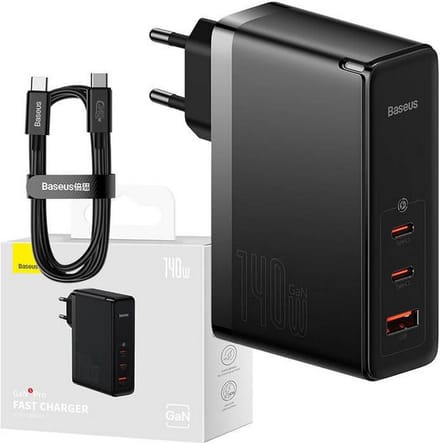 Baseus GaN5 Pro Wall Charger 140W met USB C kabel - Programmable Power Supply PPS + Power Delivery PD3.1 + QuickCharge QC4.0