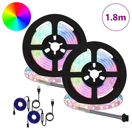 vidaXL LED-strip 2 st Zwart en transparant Koper en kunststof