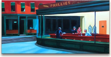 Handgeschilderd schilderij Olieverf op Canvas - Edward Hopper 'Nighthawks'
