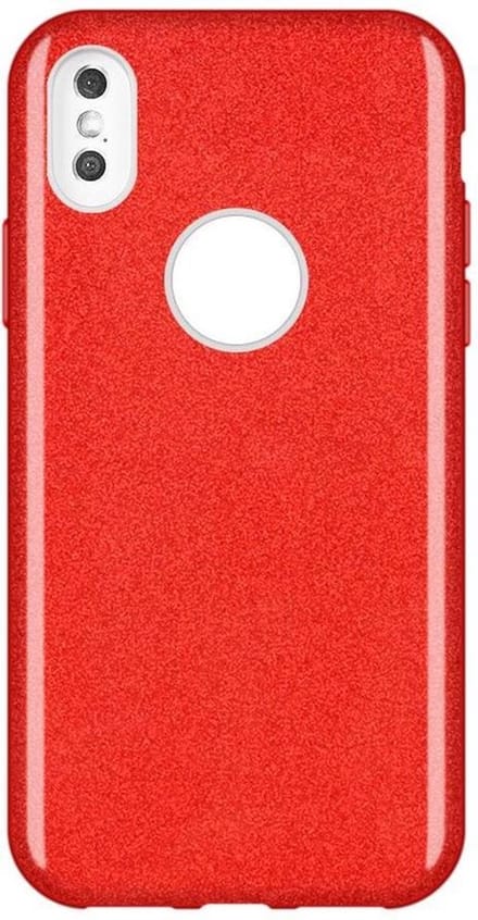 HB Hoesje Geschikt voor Apple iPhone XR - Rood - Glitter Back Cover