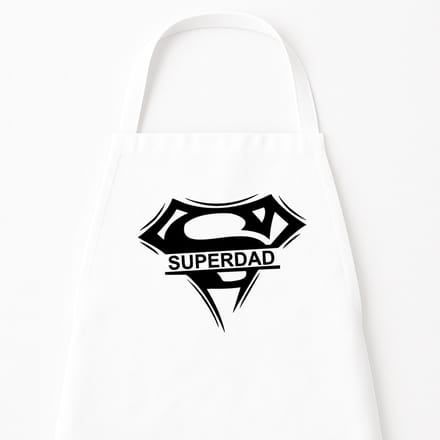 Go Mama - Keukenschort “Superdad” – Humor kookschort – One Size – Verstelbaar – Wit – Vaderdag cadeau – Cadeau voor papa