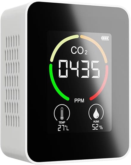 Co2 Detector - Luchtkwaliteit Meter - Binnenklimaat Meten - NDIR Sensor - 1500mAh Batterij - Wit