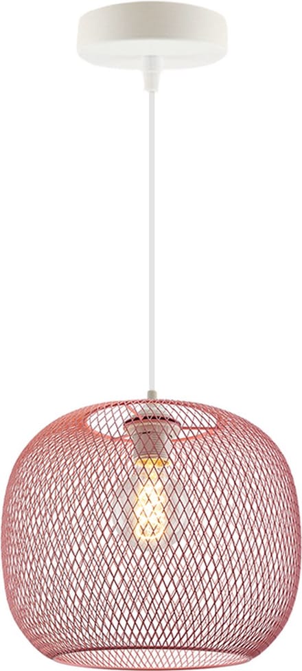 Olucia - EMADO - Hanglamp - Roze / Wit - Geschikt voor Kinderkamer - Vorm: Rond