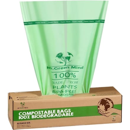 Afvalzak bio Mr.Green Mind 60x80cm 60 liter dispenser 60 stuks