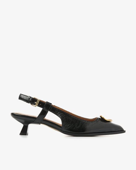 VIA VAI Lea Imani Slingbacks Dames - Leer - Zwart - Maat 37