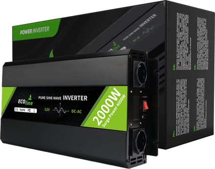 EcoLine - Omvormer 12V Naar 230V - 2000w Vermogen 4000w Piek- Zuivere sinus – Auto Omvormer