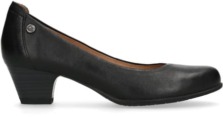 No Stress - Dames - Zwarte leren pumps met lage hak - Maat 40